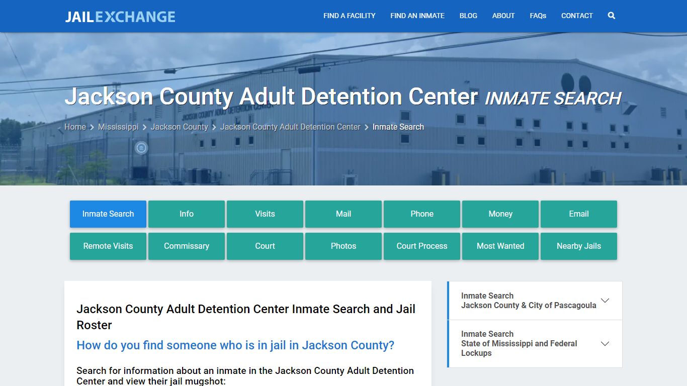 Jackson County Adult Detention Center Inmate Search